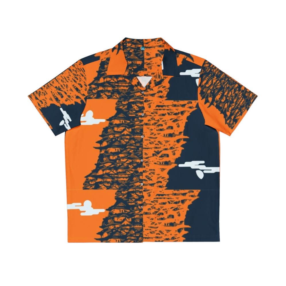 Vibrant houses pattern Hawaiian shirt with Japanese design