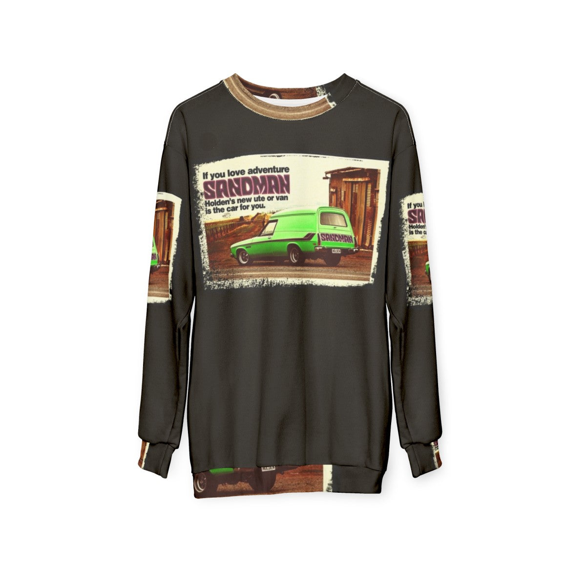 Holden Sandman Panel Van Retro Sweatshirt with Vintage Car Design - hanging