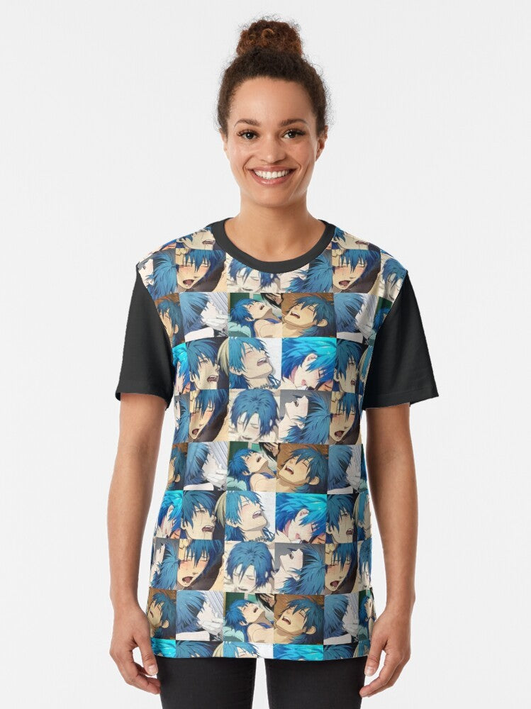 DMMD Aoba Seragaki Graphic T-Shirt featuring the character from the anime "Dramatical Murder" - Women