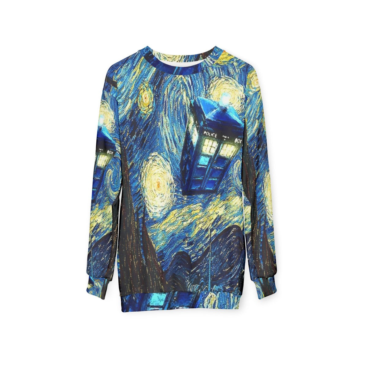 Celestial Van Gogh Sweatshirt with space and night sky design - hanging