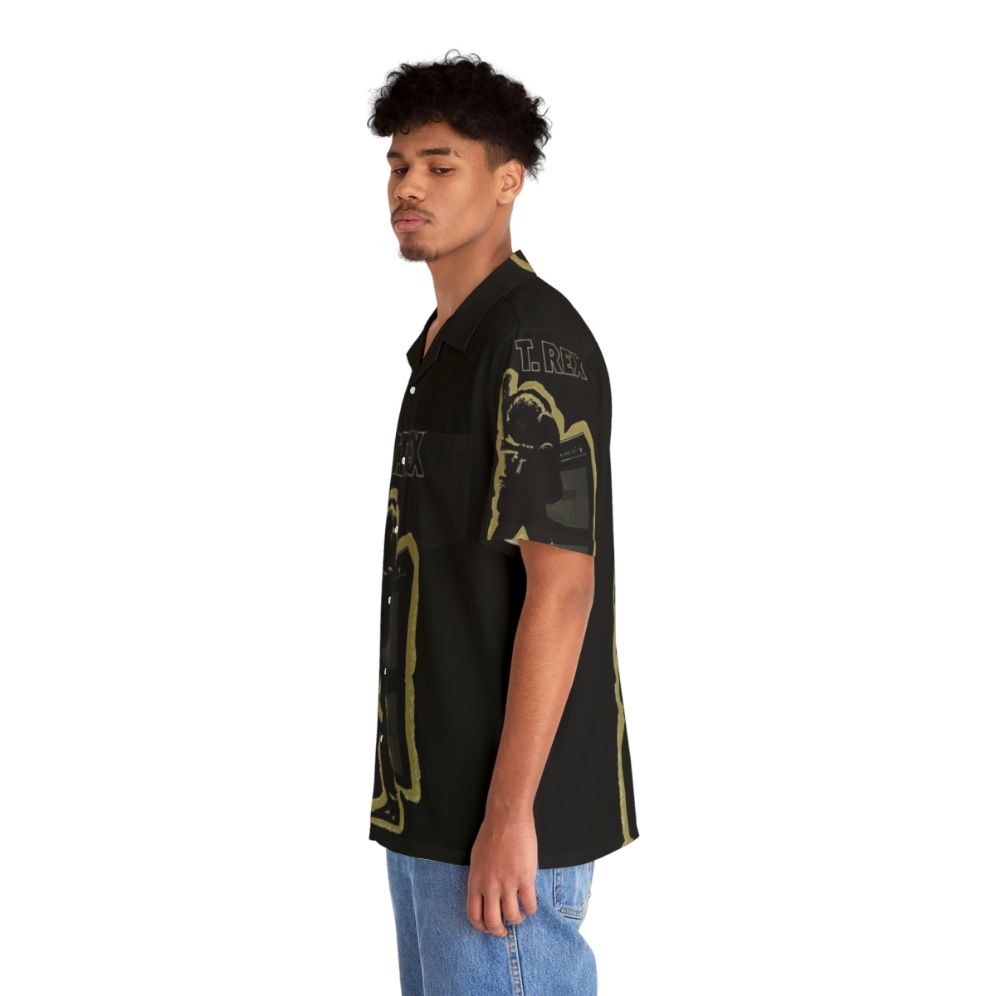 Electric Warrior Hawaiian Shirt with T Rex Band and Dinosaur Design - People Left