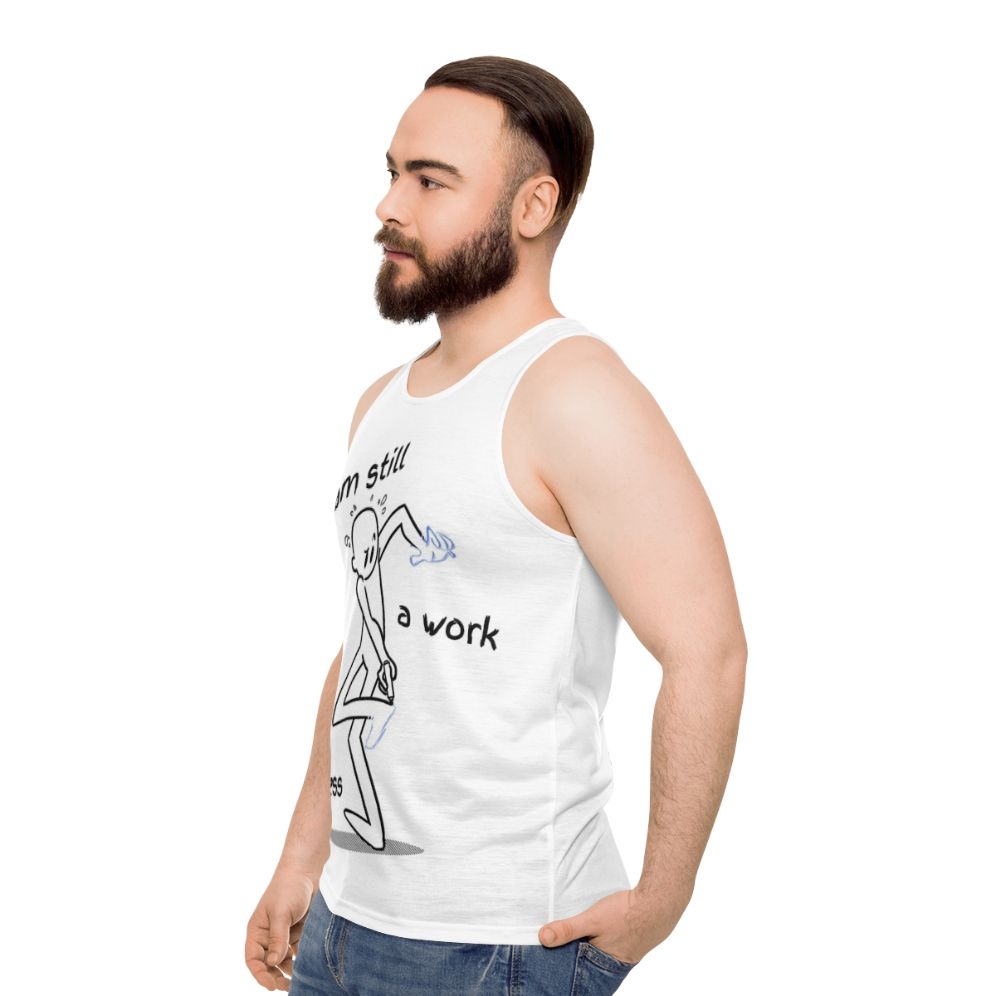 Unisex "Work In Progress" motivational tank top - men side