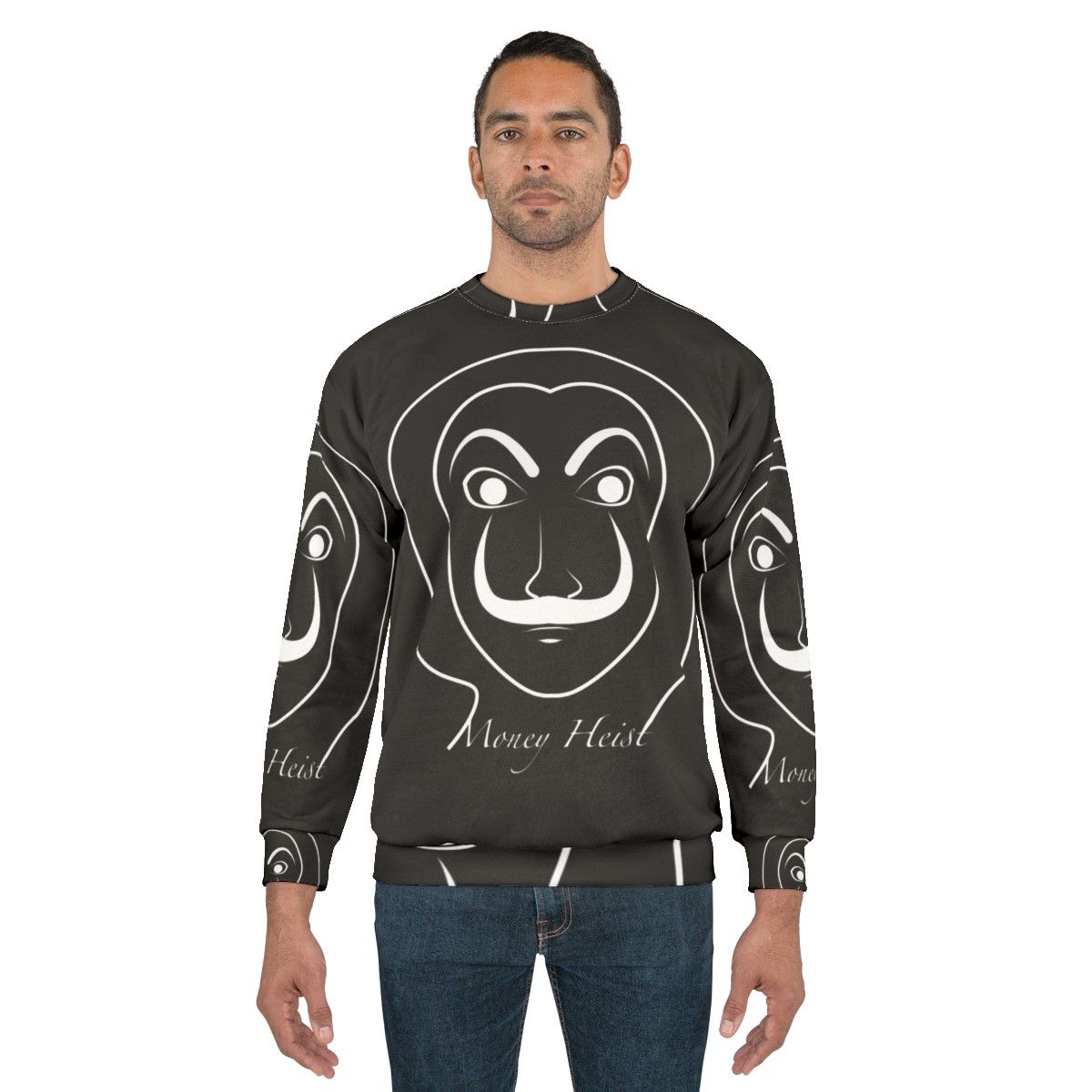 Money Heist Sweatshirt featuring Dali mask and "Bella Ciao" text - men