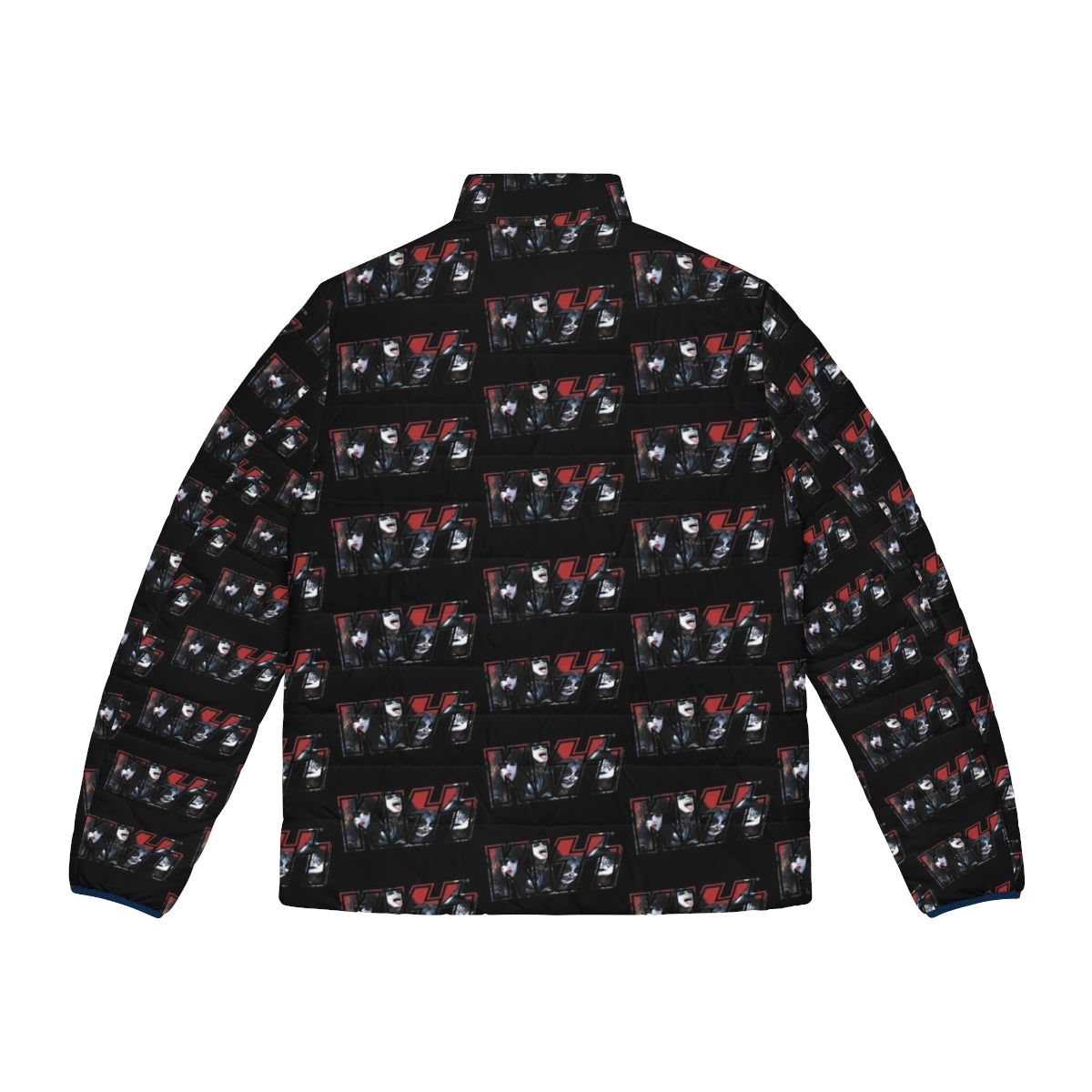 Kiss the Band Red Logo Puffer Jacket, featuring the iconic Kiss band logo - Back