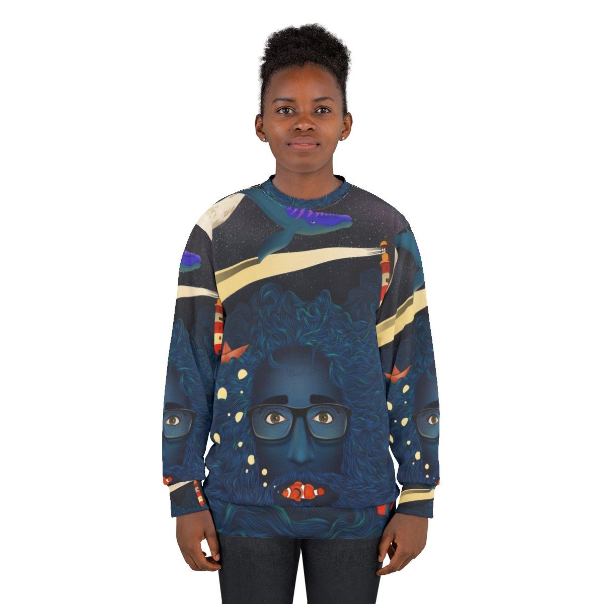 Deep Thoughts Calma-Inspired Sweatshirt featuring a fantasy ocean theme - women