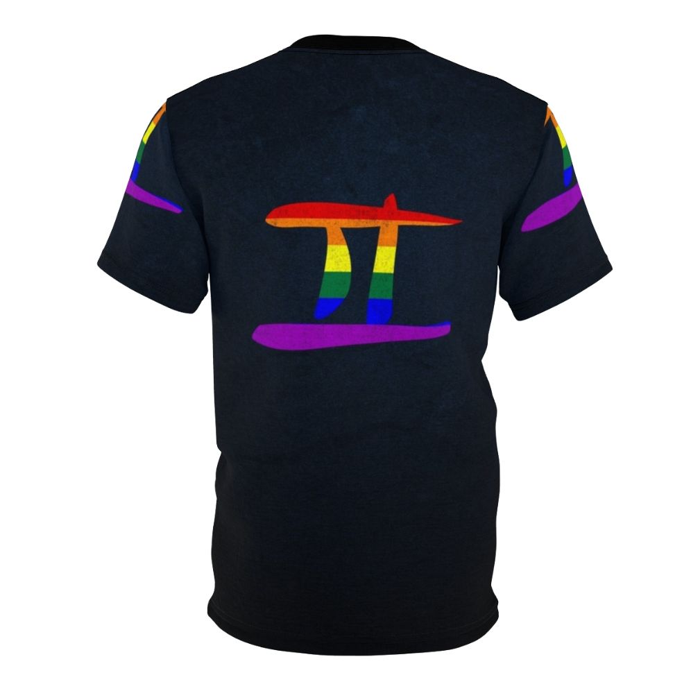 Colorful LGBTQ pride flag with Gemini zodiac symbol on a t-shirt - Back