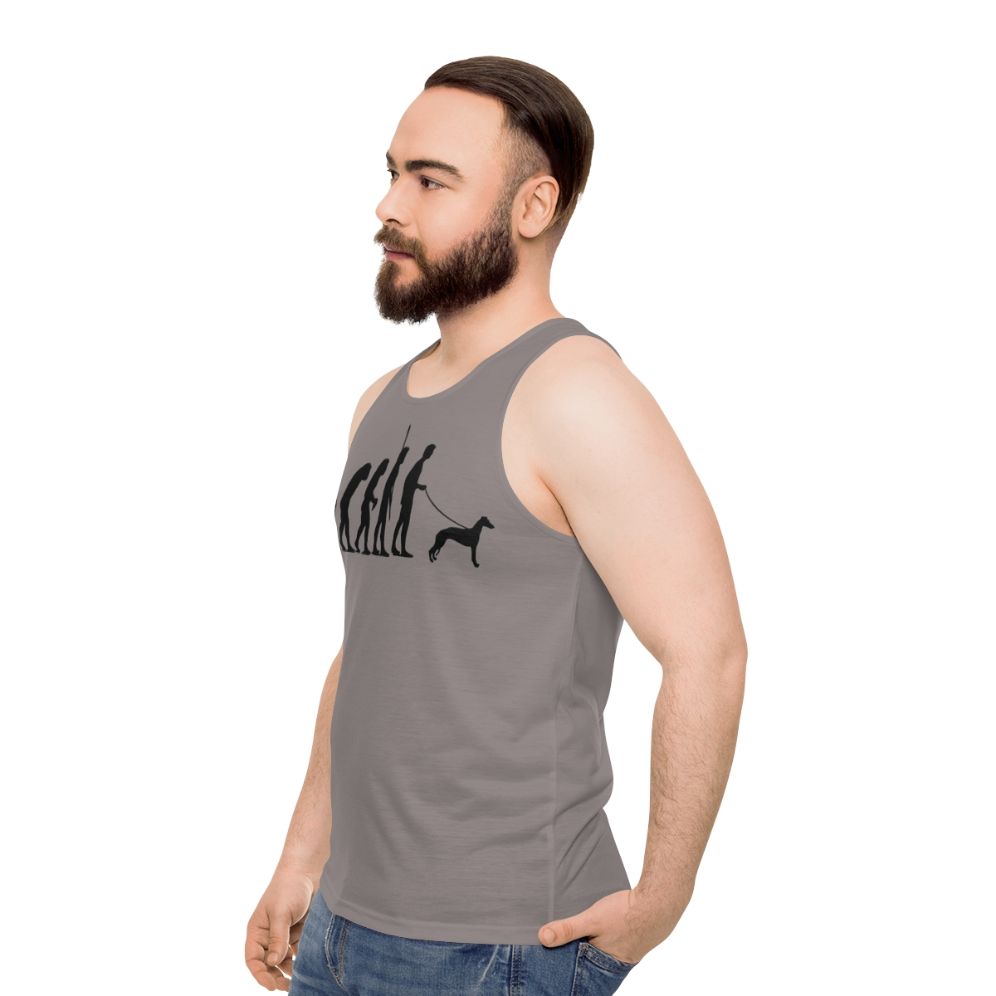 Unisex Tank Top Featuring Dog Breed Evolution Design - men side