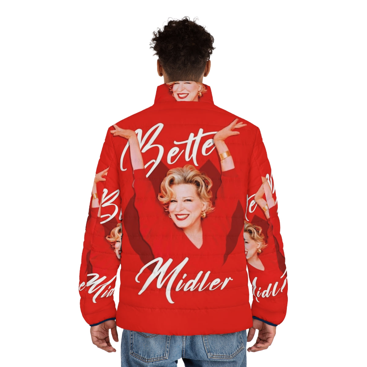 Bette Midler's Divine Miss M Puffer Jacket in a fashionable wind-resistant design - men back