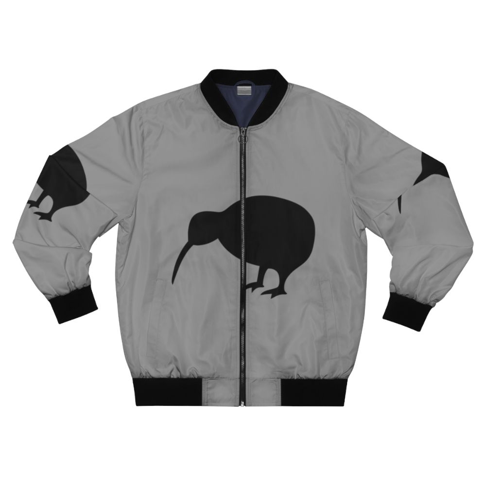 Black bomber jacket with kiwi and New Zealand design