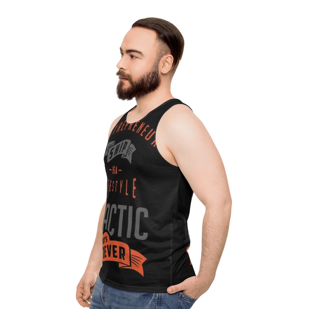 Unisex entrepreneur tank top with motivational design - men side