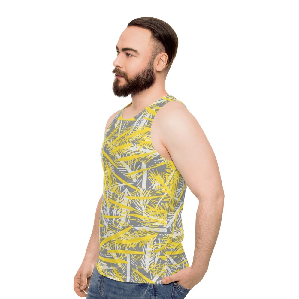 Unisex tank top in ultimate gray with feather design - men side