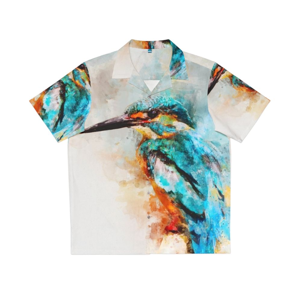 Watercolor Kingfisher Bird Print Hawaiian Shirt