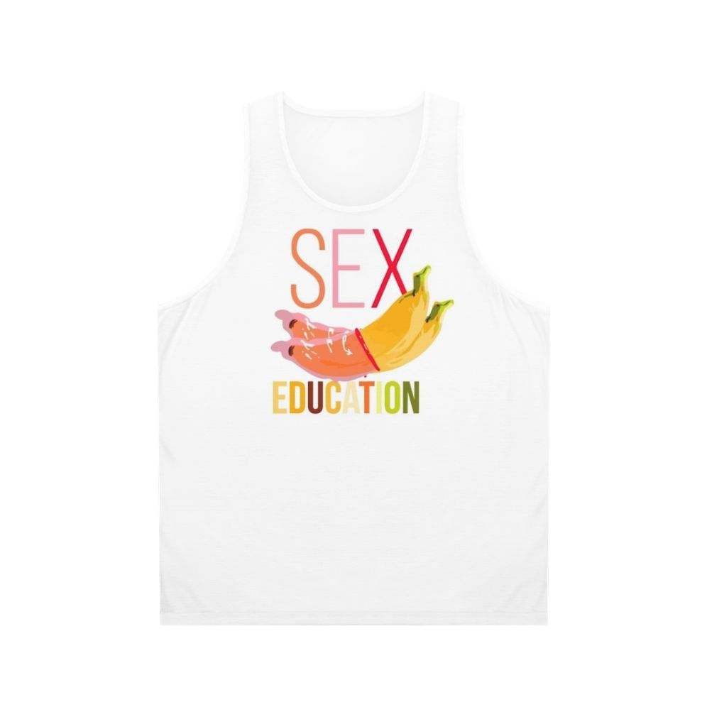 Unisex Sex Education Netflix tank top with banana logo and love theme