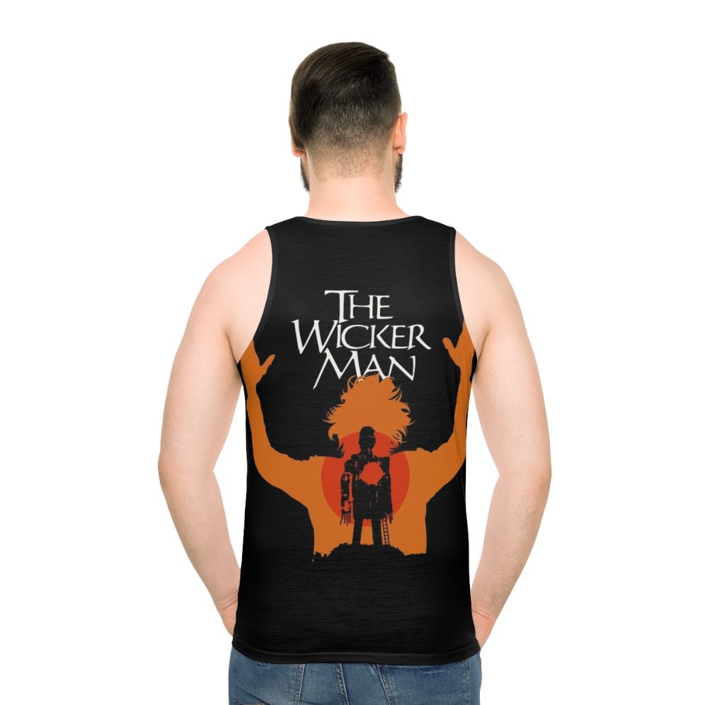 Unisex tank top featuring the classic British horror film 'The Wicker Man' - men back