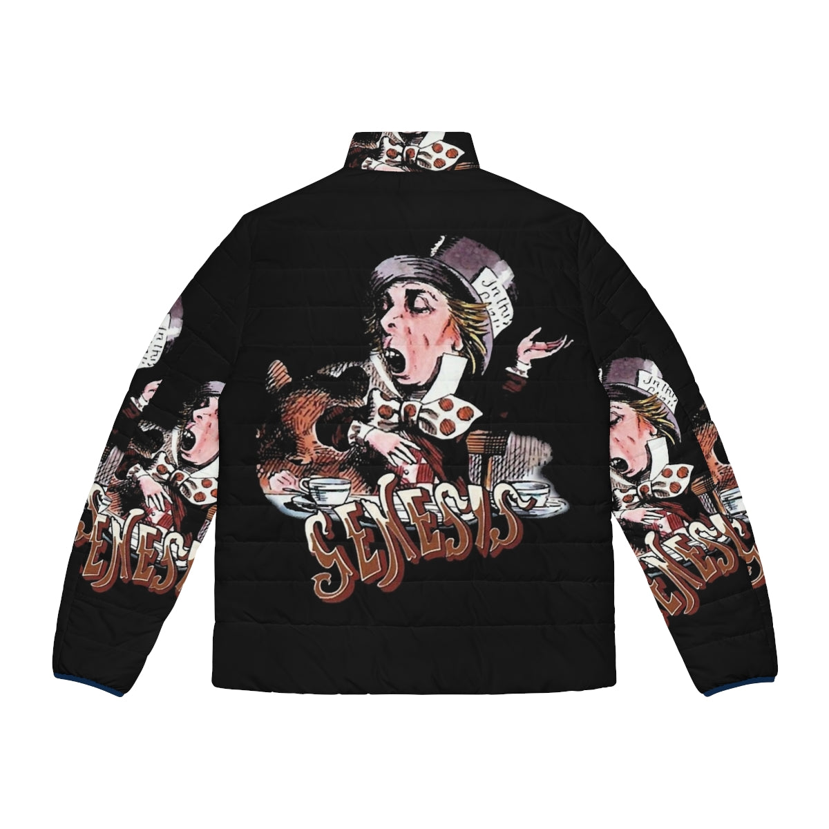 Retro Genesis band puffer jacket featuring photographic and funny design - Back