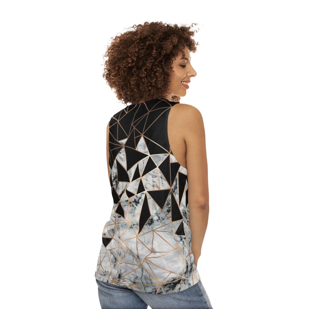 Marble polygon pattern unisex tank top - women back