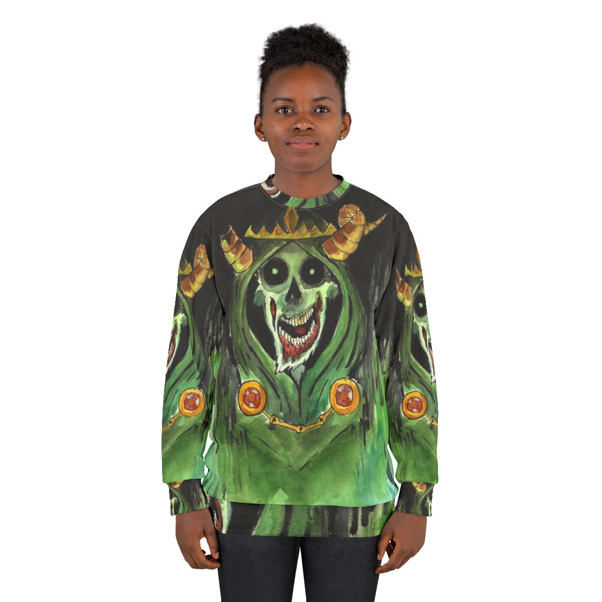 The Lich Horror Sweatshirt with skull and zombie design - women