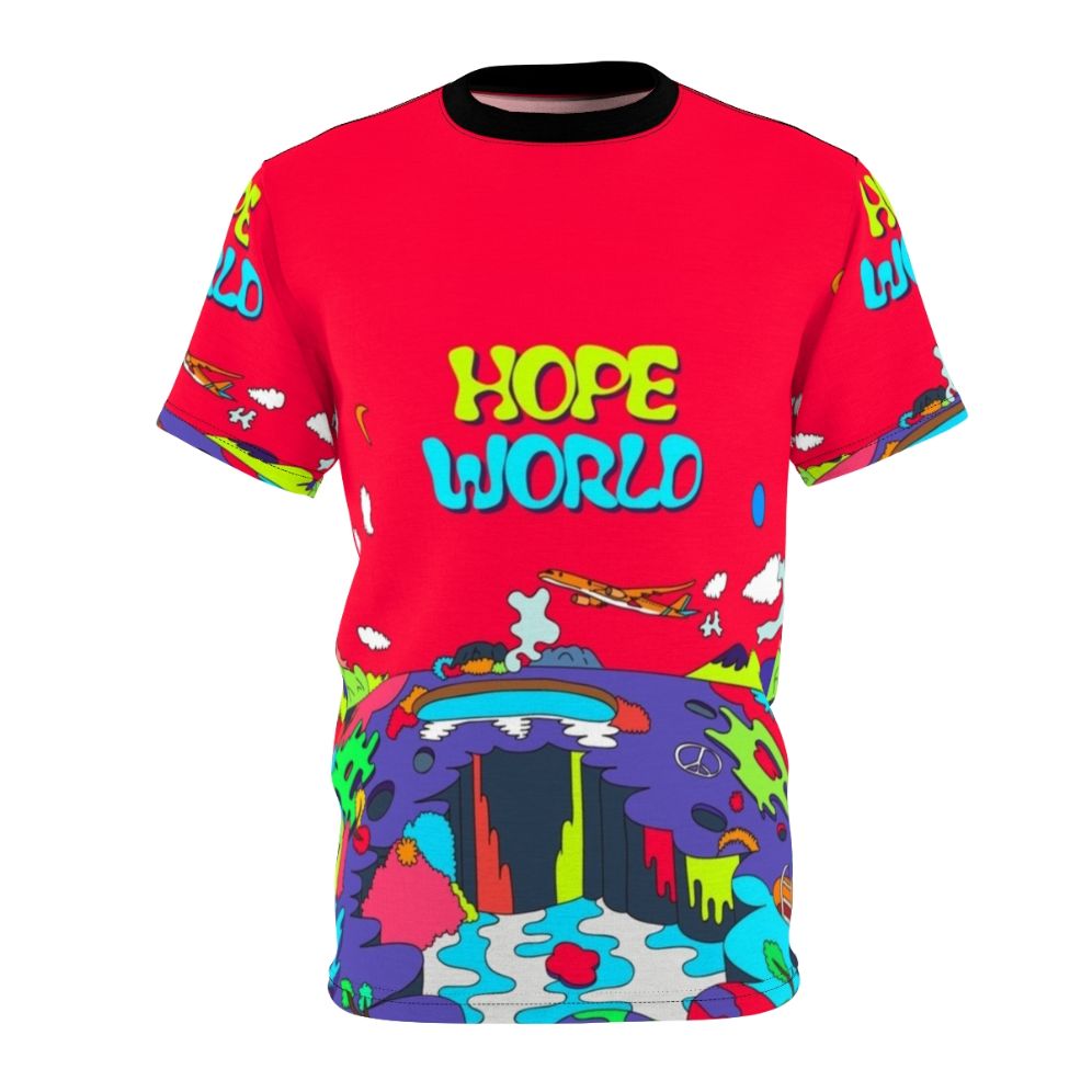 Fashionable AOP t-shirt featuring BTS member J-Hope's "Hope World" artwork