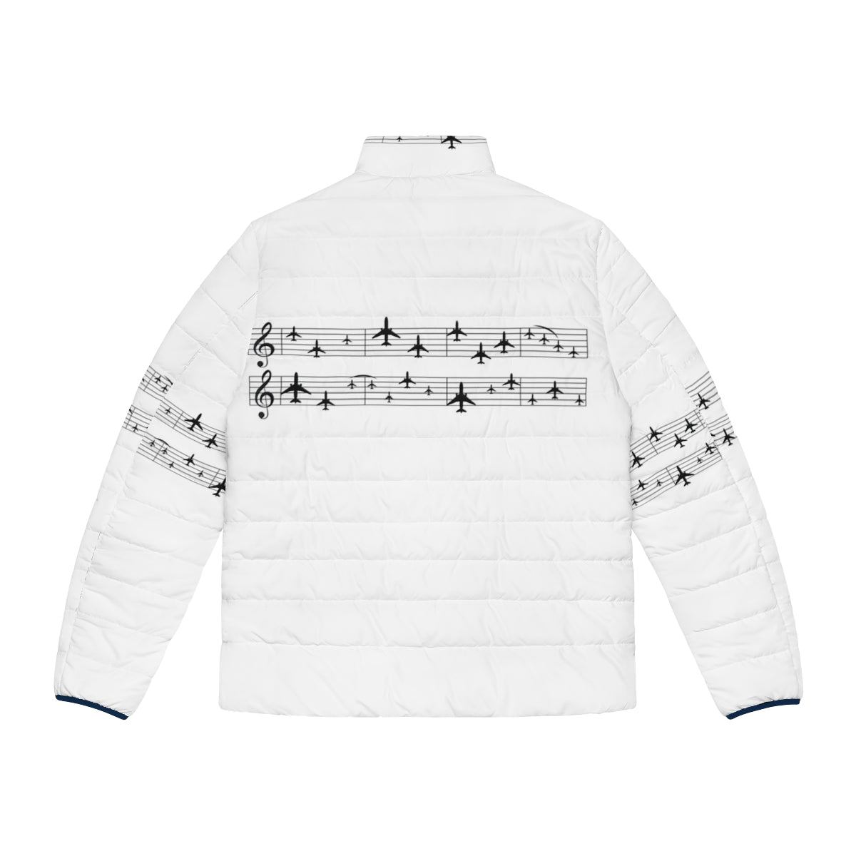 Puffer jacket with a music staff design and airplanes - Back