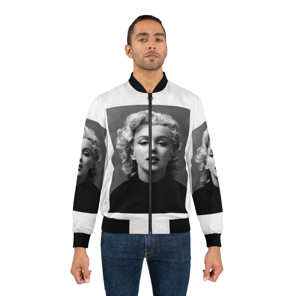 Vintage black and white bomber jacket featuring Marilyn Monroe's iconic image - Lifestyle