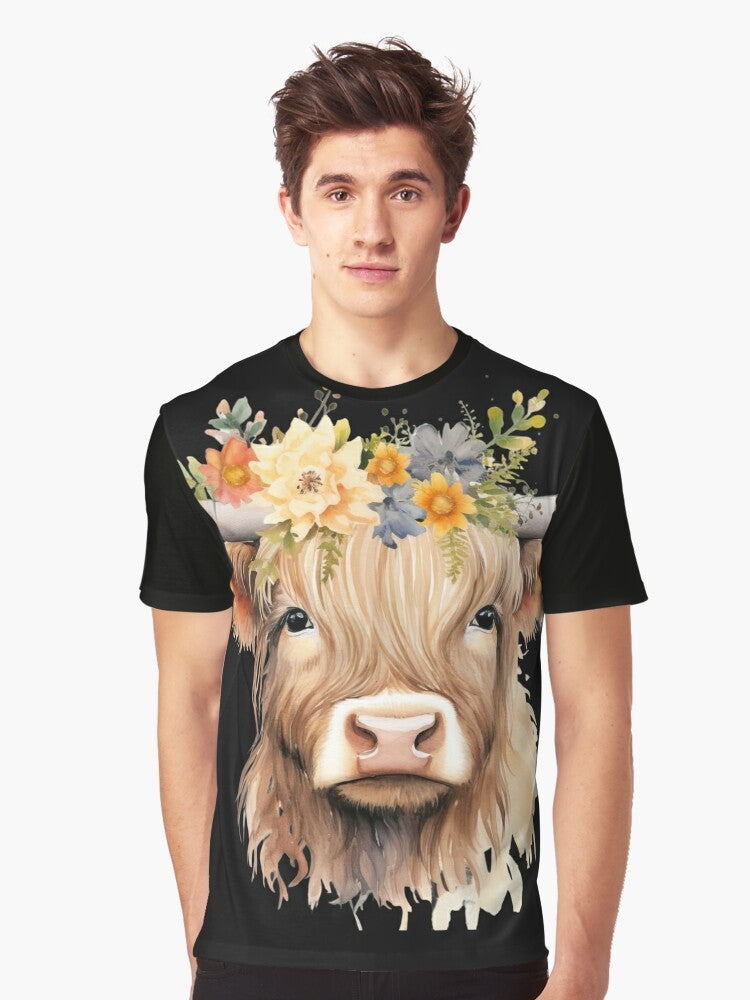 Cute baby highland cow graphic on a white t-shirt - Men