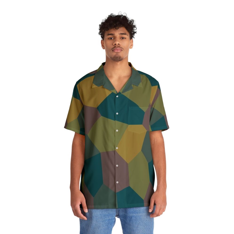 Abstract camo Hawaiian shirt for aviation enthusiasts and pilots - Lifestyle