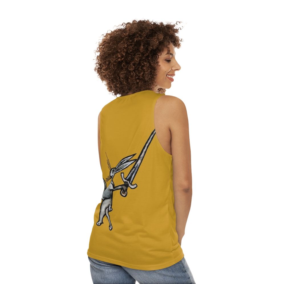 Medieval Rabbit Warrior Unisex Tank Top - women back