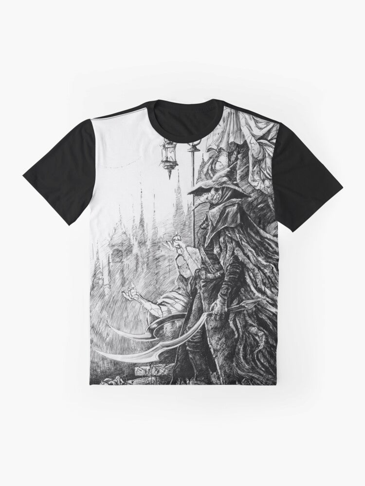 Bloodborne Eileen the Crow Plague Doctor Fan Art Graphic T-Shirt - Flat lay