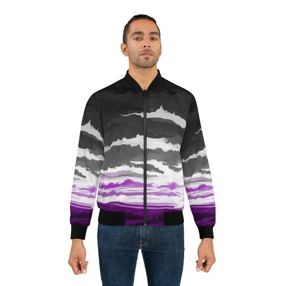 Asexual pride flag bomber jacket with bold graphic design - Lifestyle