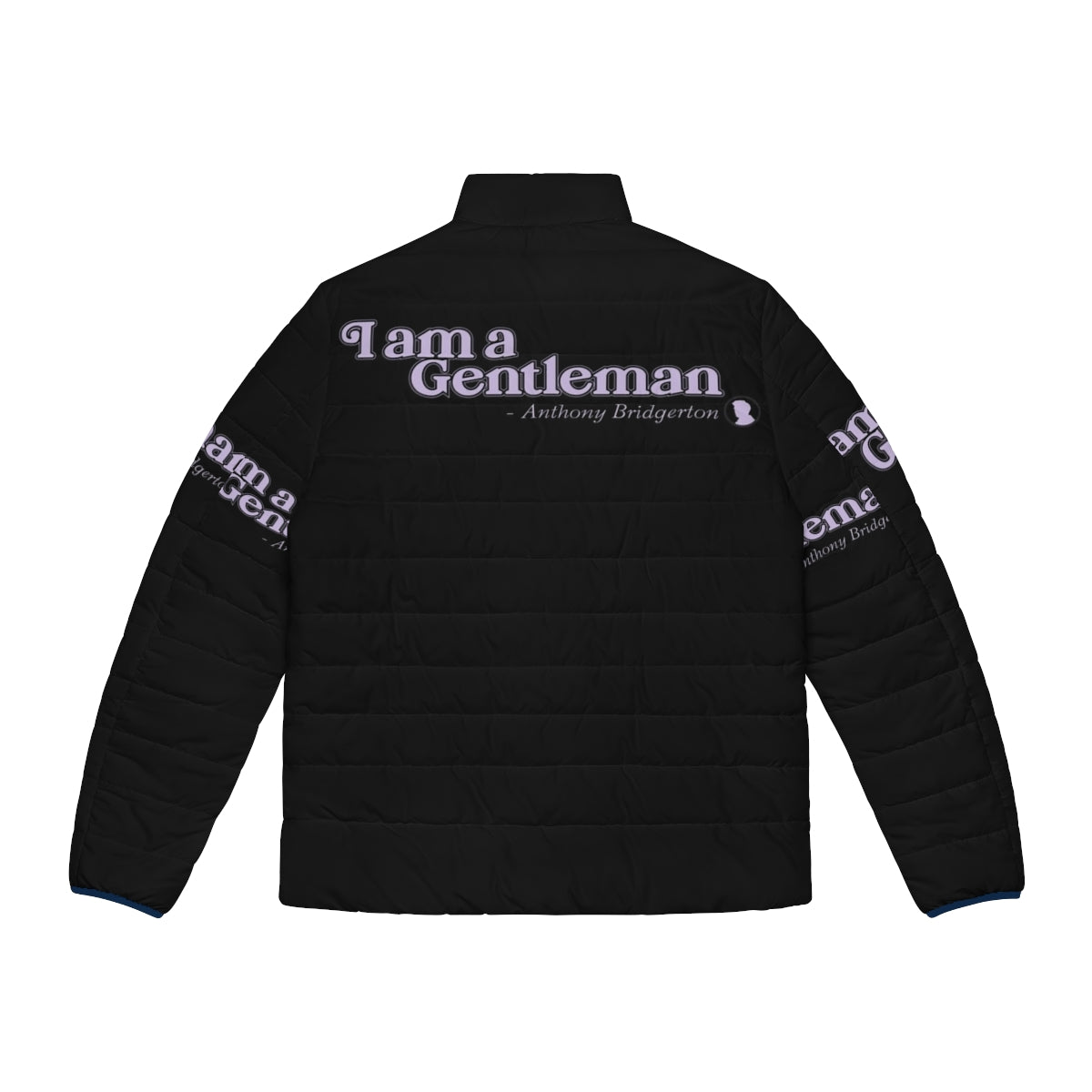 Bridgerton Netflix Puffer Jacket featuring "I Am a Gentleman" design - Back