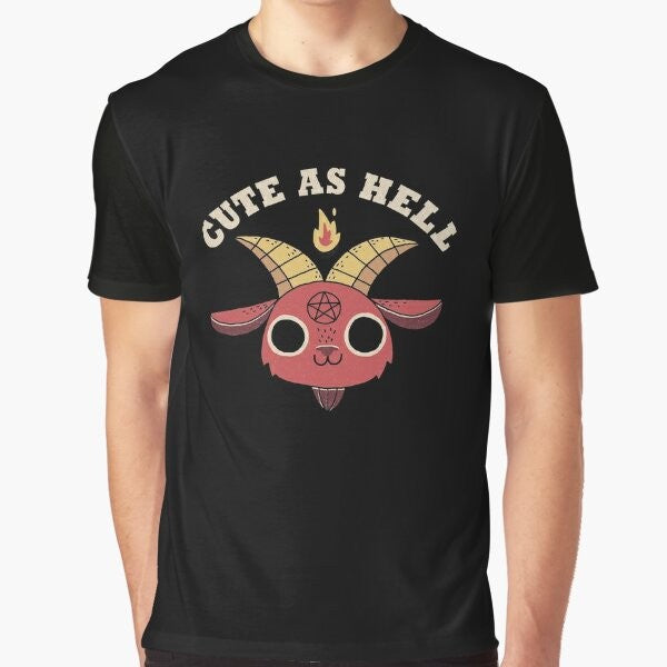 Cute As Hell Graphic T-Shirt featuring a retro vintage graphic design with a demon or devil character