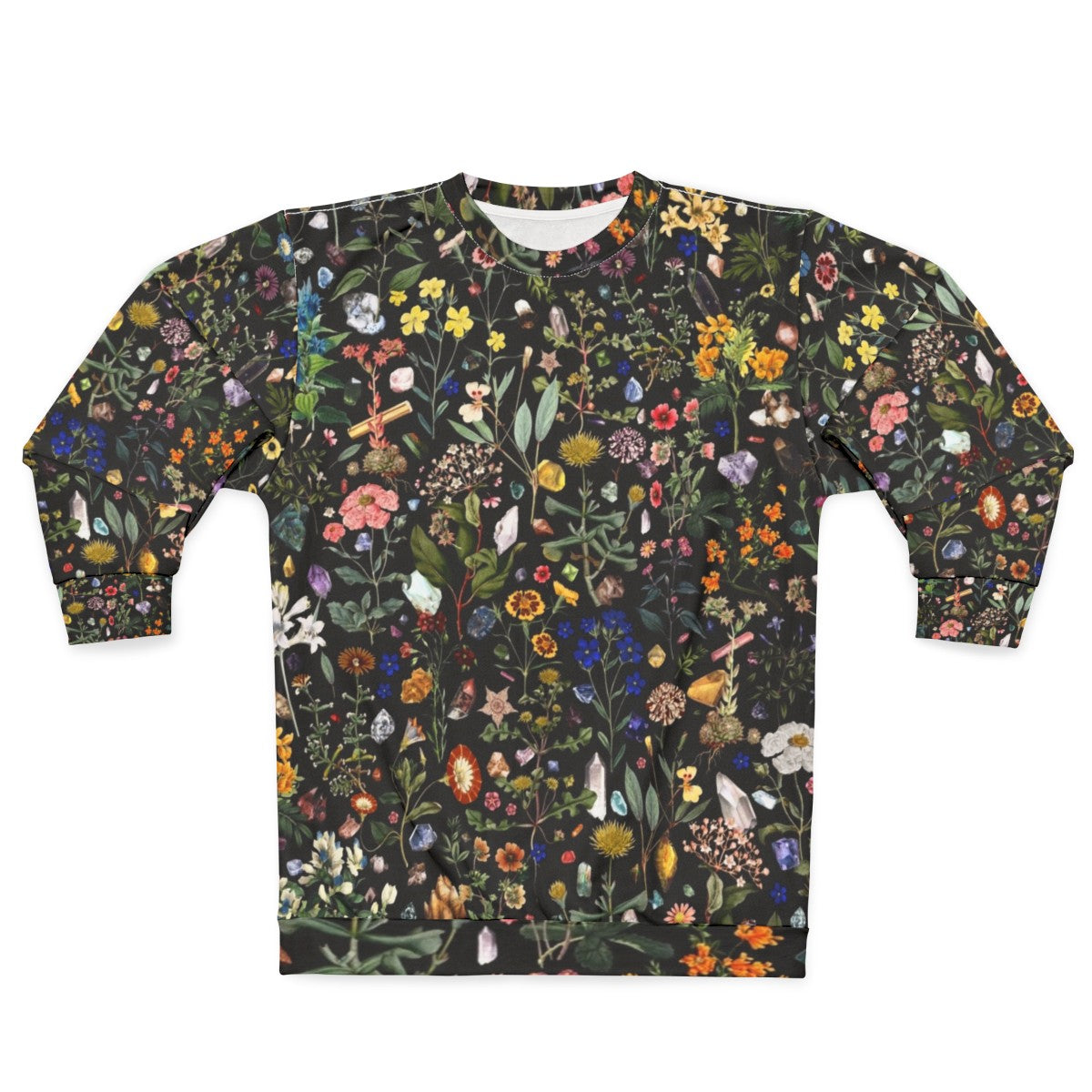 Healing Floral Botanical Sweatshirt with Colorful Nature-Inspired Digital Print