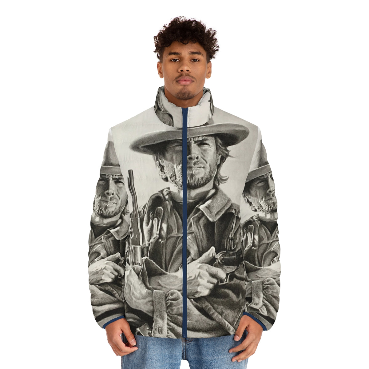 Clint Eastwood sketch printed puffer jacket - men front