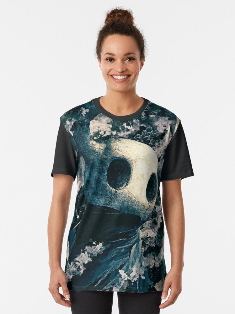 Hollow Knight Graphic T-Shirt Design with Protagonist Knight Character - Women