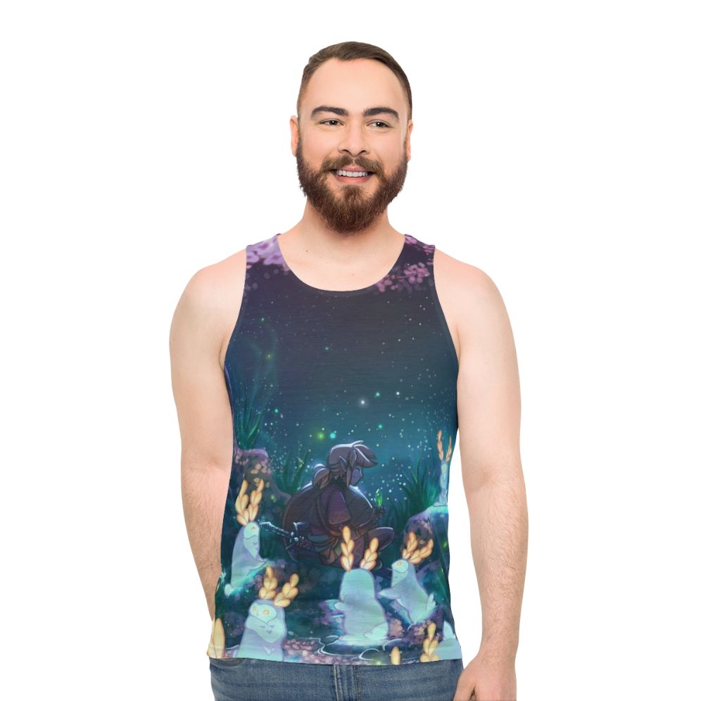 Blupee Sanctuary unisex tank top with whimsical Breath of the Wild design - men