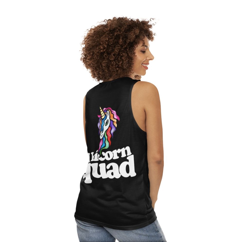 Retro unicorn squad unisex tank top - women back