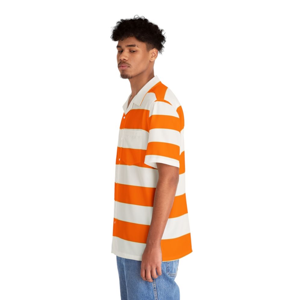 Orange and white striped Hawaiian shirt - People Left