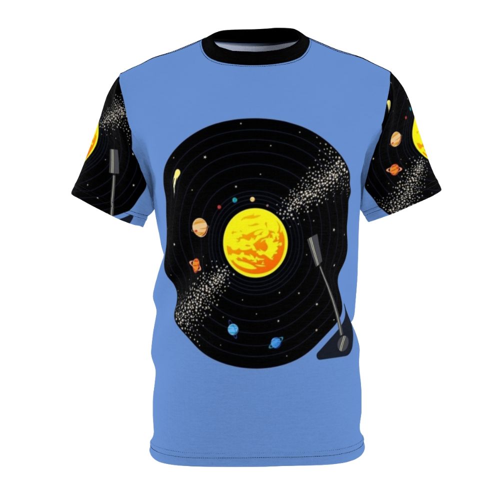 Retro solar system vinyl record design t-shirt