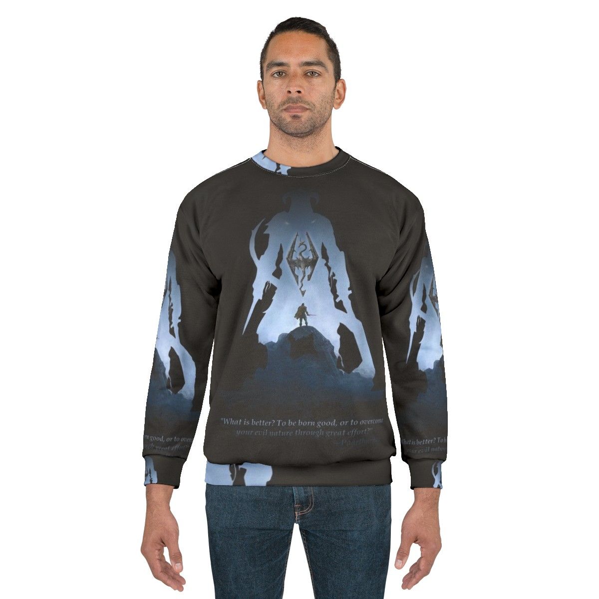 Dragonborn Sweatshirt featuring the iconic Skyrim logo and dragon - men