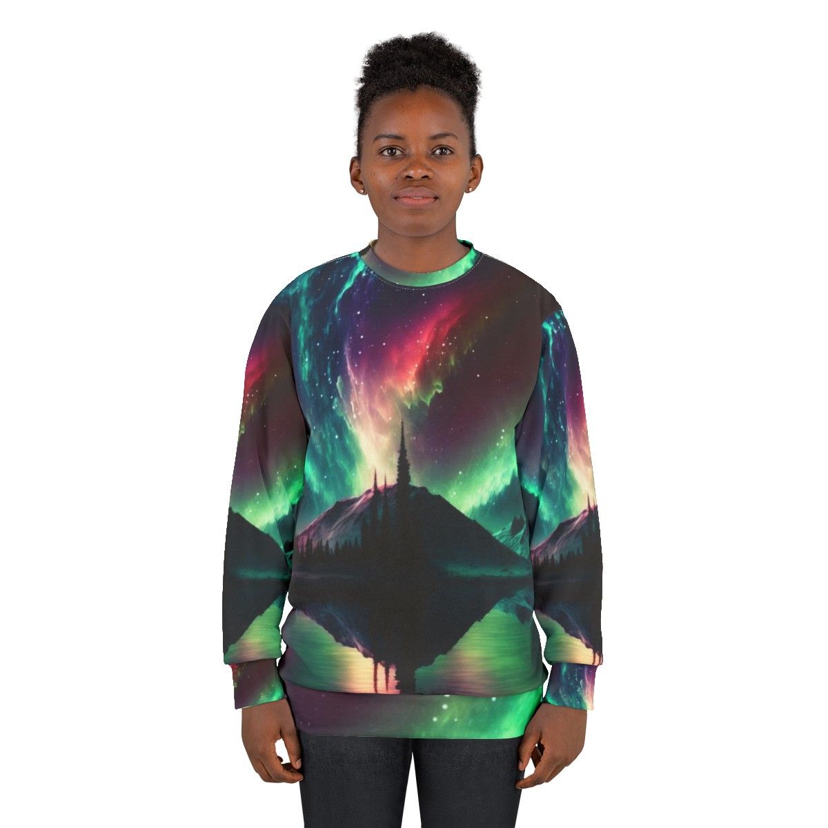 Aurora Borealis Landscape Sweatshirt - women