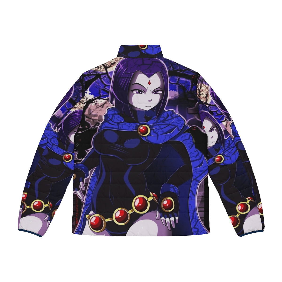 Raven Puffer Jacket for Superhero Fans - Back