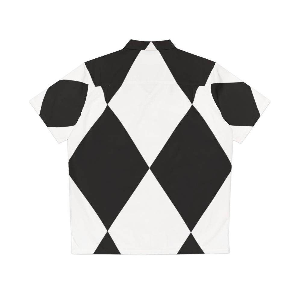 Black and white harlequin pattern Hawaiian shirt - Back