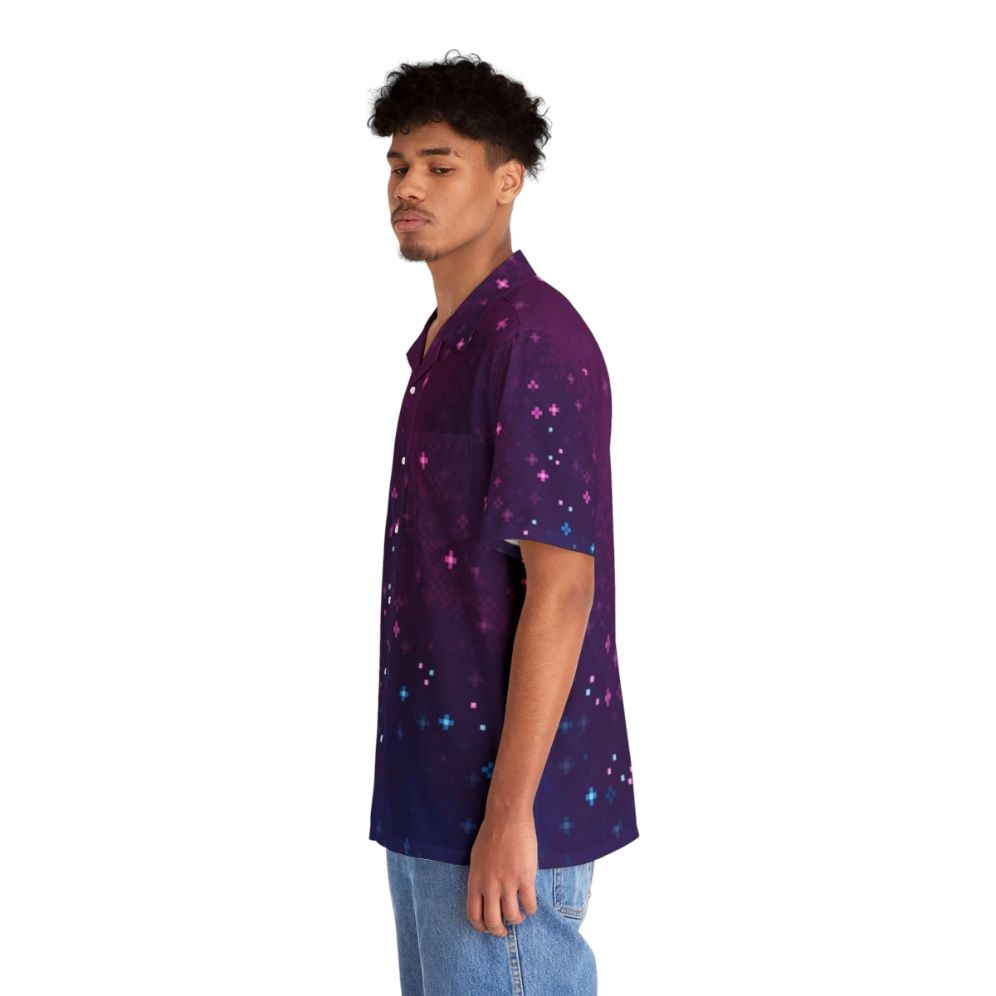 Bi Pride Flag Galaxy 8Bit Hawaiian Shirt - People Left