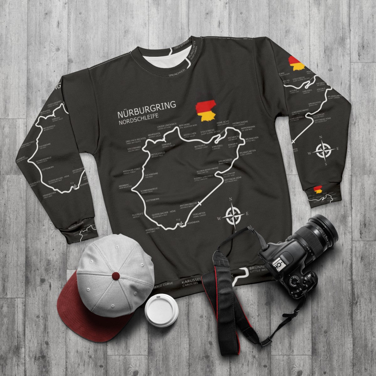 Nurburgring Nordschleife Formula 1 Motorsport Racing Sweatshirt - flat lay