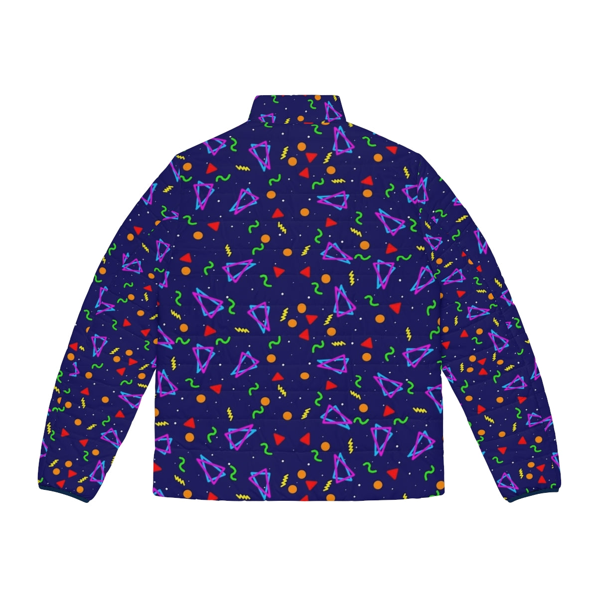 Arcade Carpet Puffer Jacket with Retro 80s Video Game Inspired Design - Back