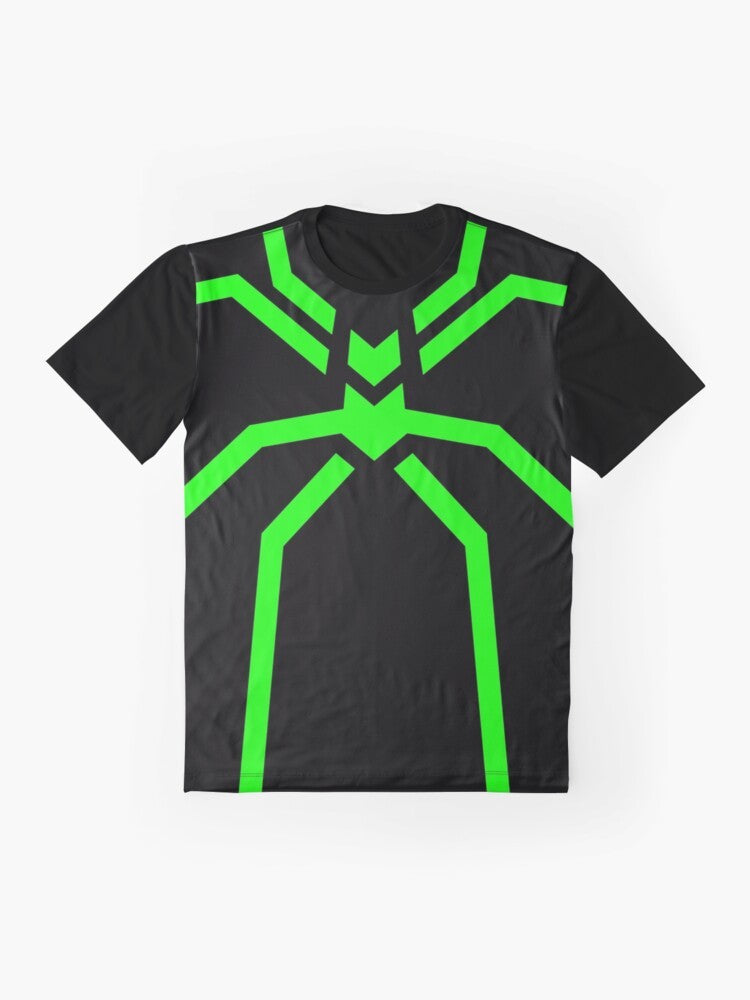 Stealth Spider Marvel Comics Green Graphic T-Shirt - Flat lay