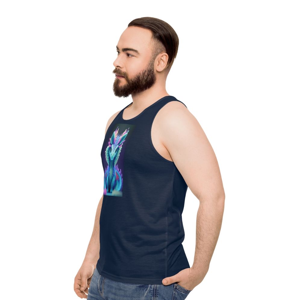 Unisex fantasy tank top with mythological creature design - men side