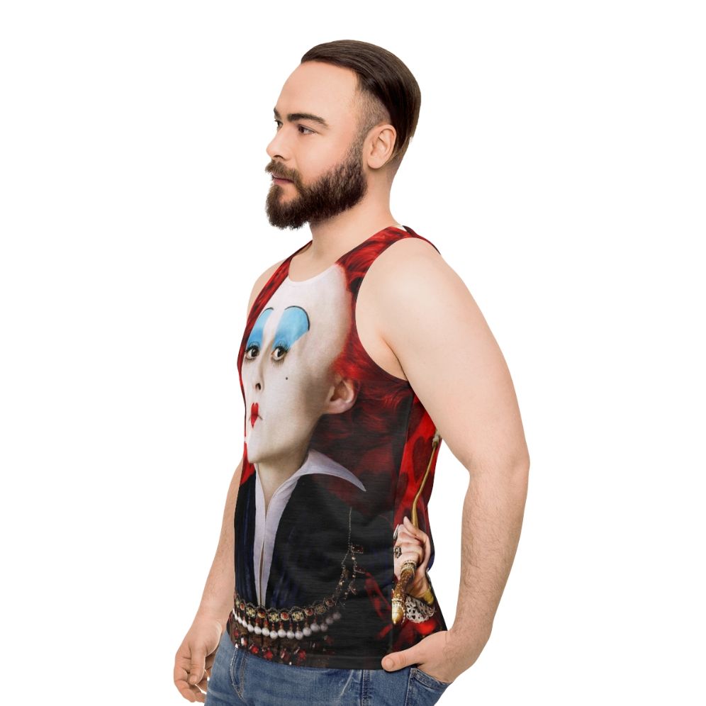 Queen of Hearts unisex tank top with heart print design - men side