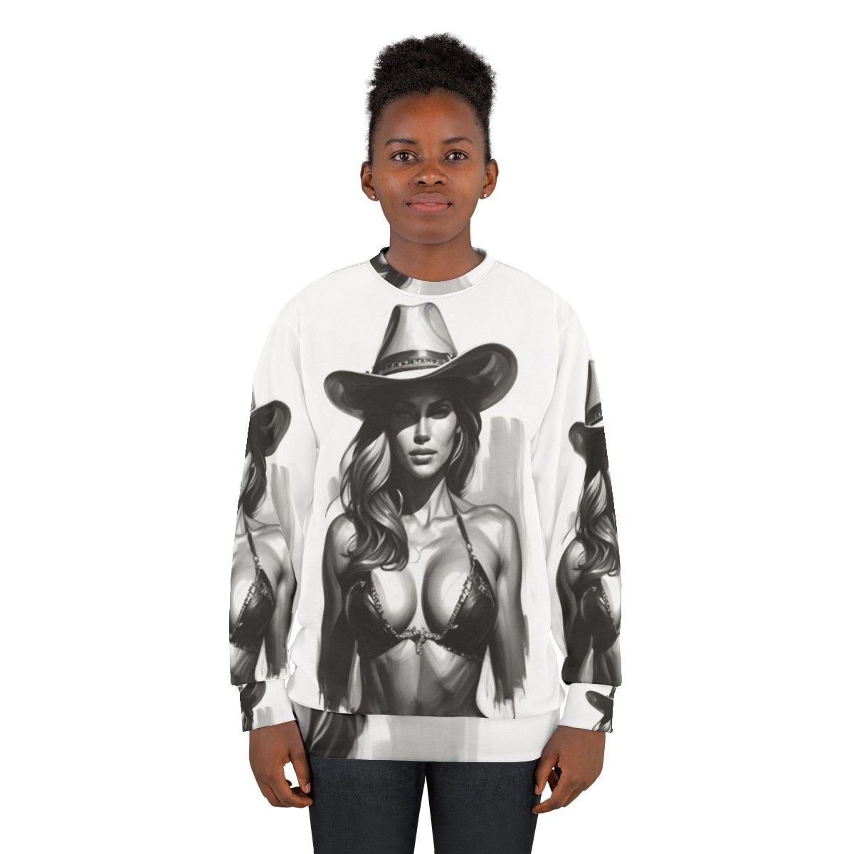 Cowgirl Sweatshirt Featuring Beautiful Woman - women