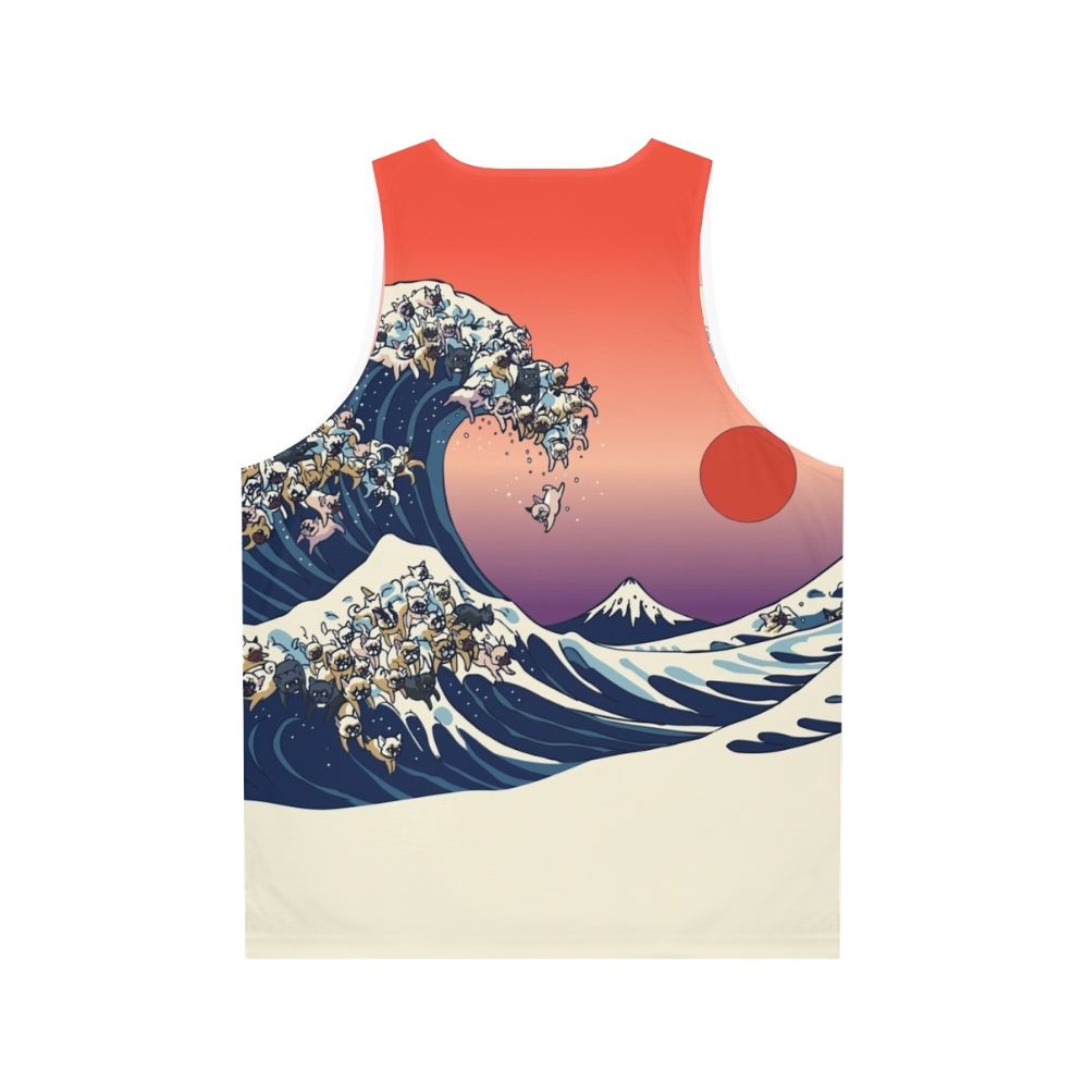 Frenchie Wave Unisex French Bulldog Hokusai Tank Top - Back